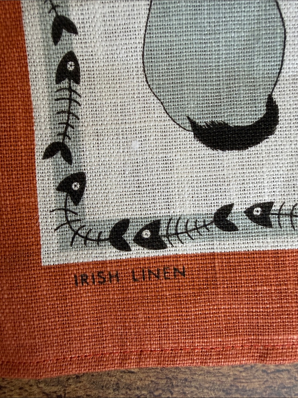 Ulster “Cats in Waiting” Orange Irish Linen Tea Towel - Picture 4 of 10